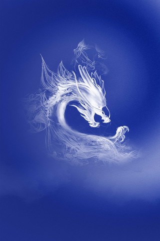 蓝色现代烟雾龙中国二月二龙抬头万象更新春季海报背景